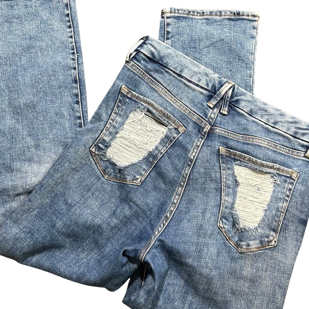 Good American Good Legs Jeans Straight Leg Distressed Pockets Women's 8